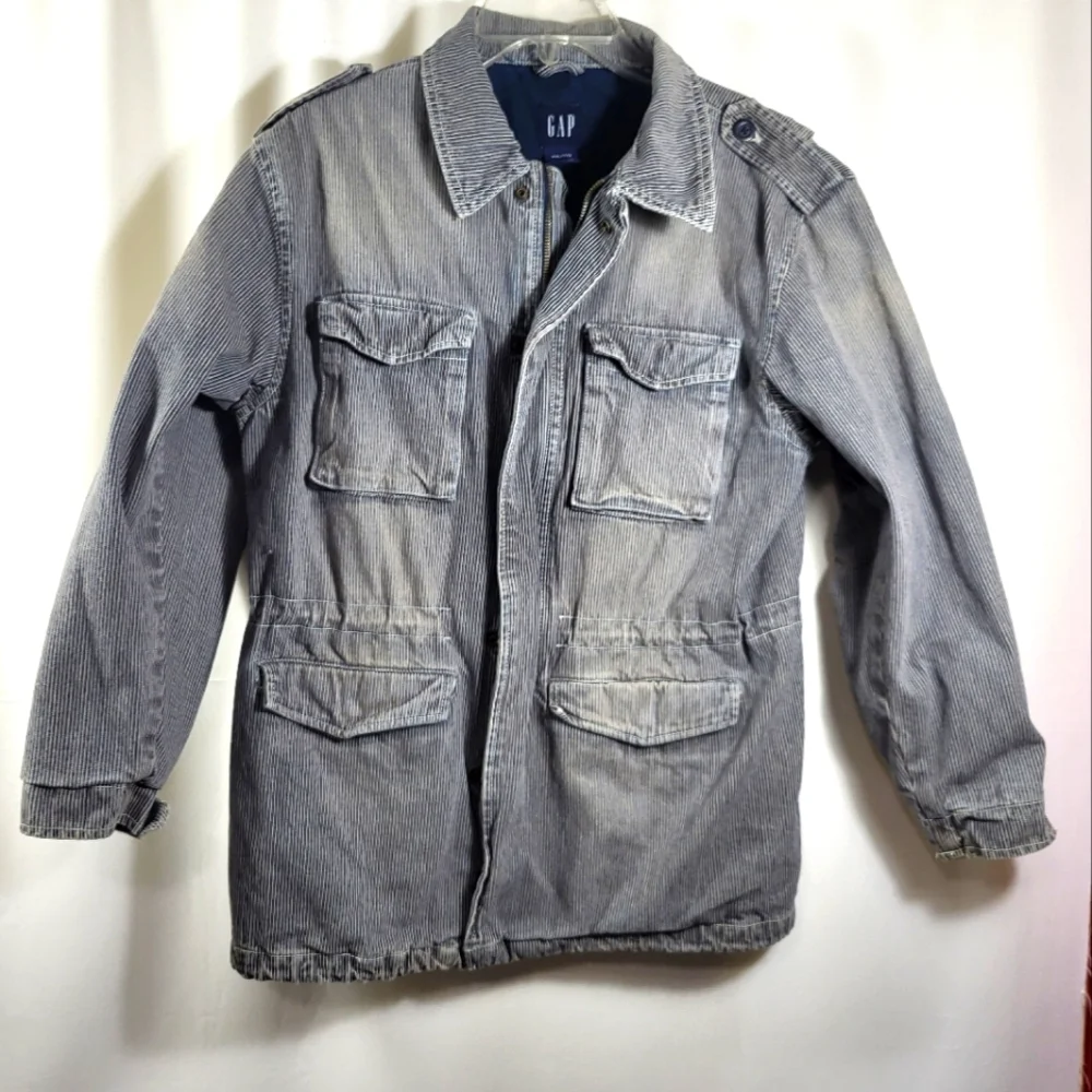GAP blue and white striped jean jacket girls XXL #1468